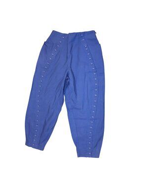 Farm Rio Navy Blue High-Waisted LinenTapered Pants, Medium NWT